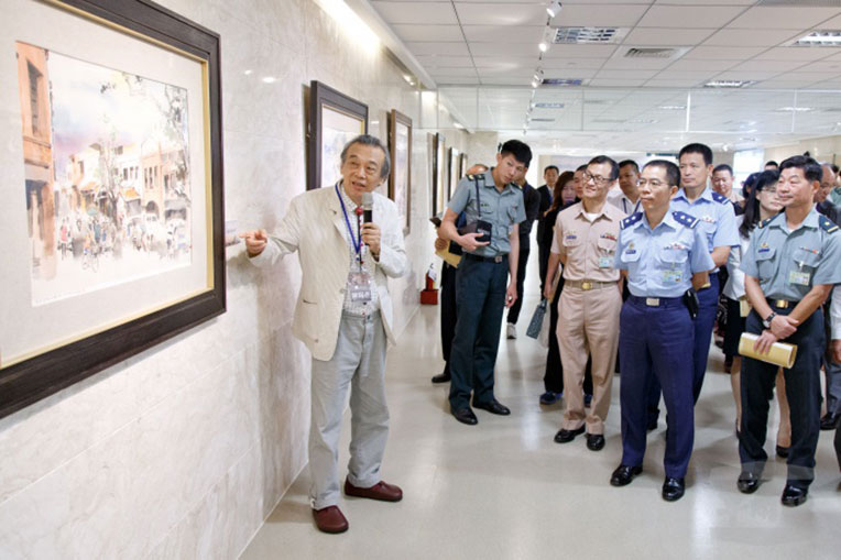 博愛藝廊陳陽春水彩畫展開幕　豐富官兵藝文涵養